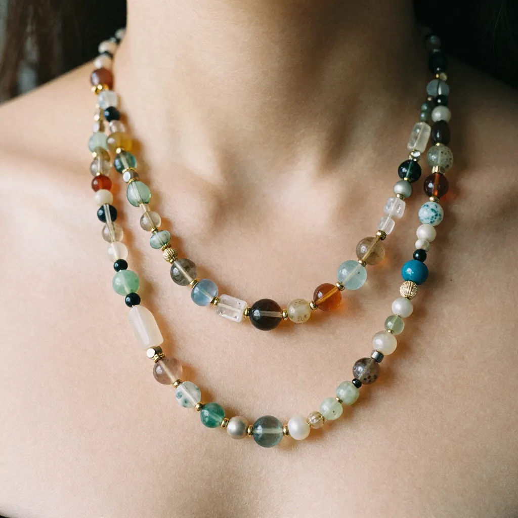 Recycled metal necklace with modern design